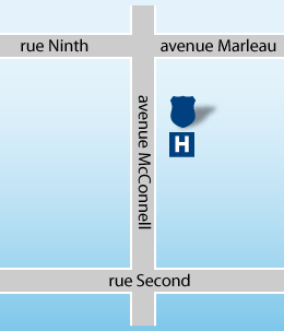 Carte : H&ocirc;pital communautaire de Cornwall, emplacement de l&rsquo;avenue McConnell